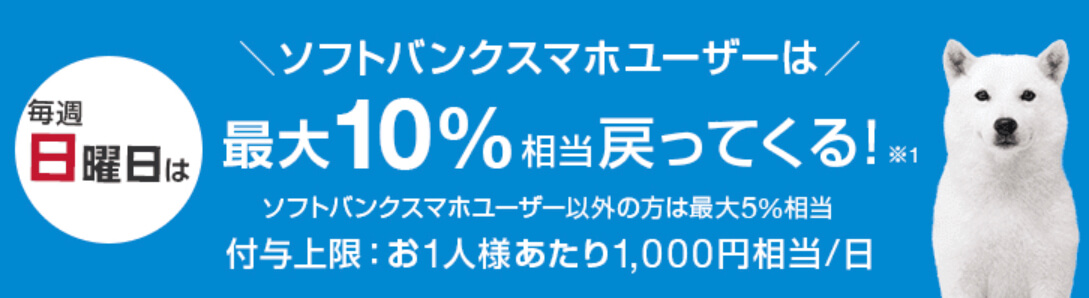 ソフトバンク日曜日10%PayPay還元