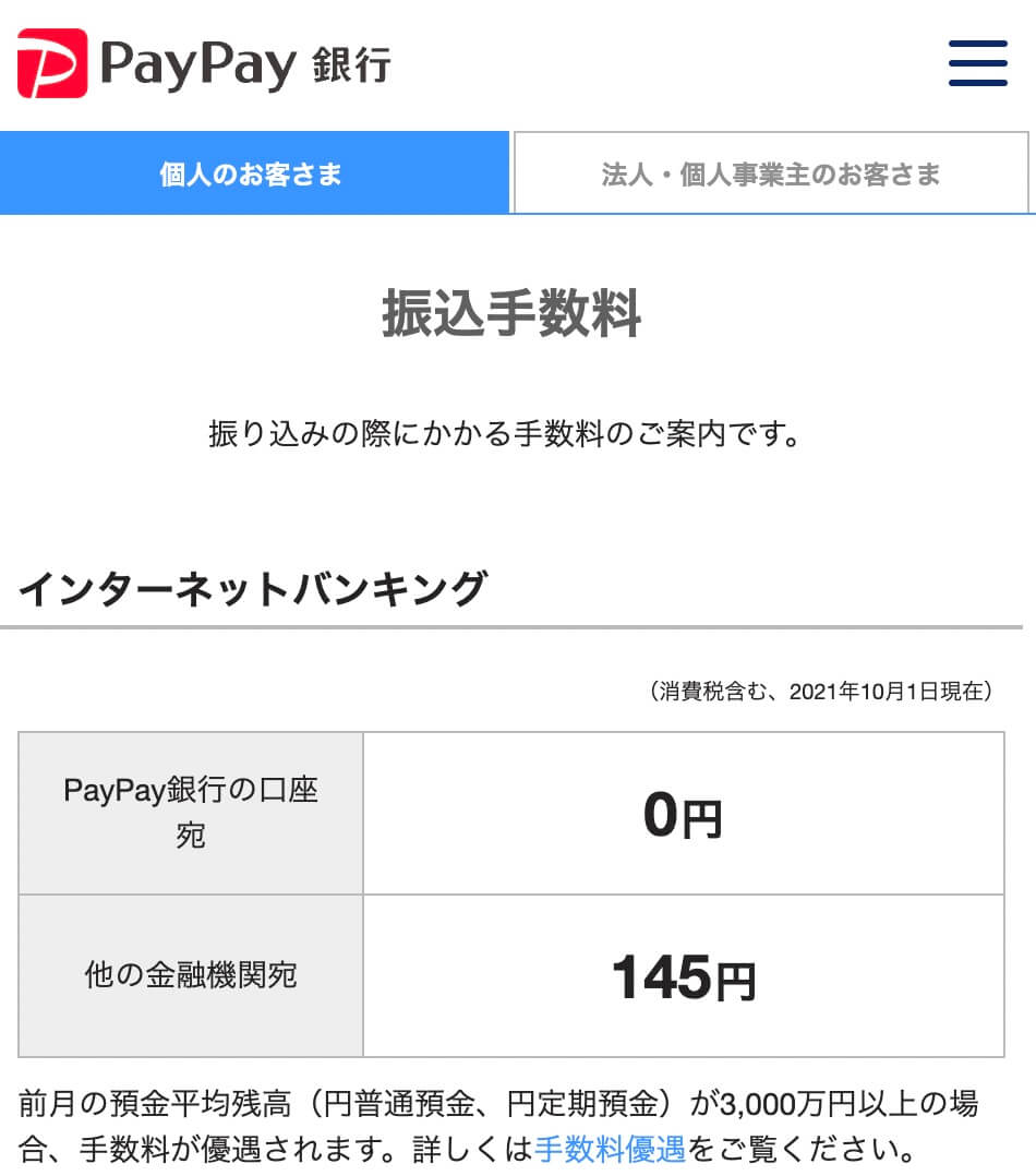 PayPay銀行振込手数料