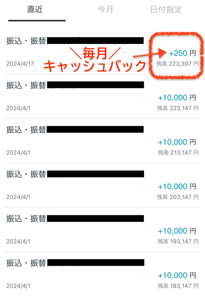 SBI新生銀行250円キャッシュバック