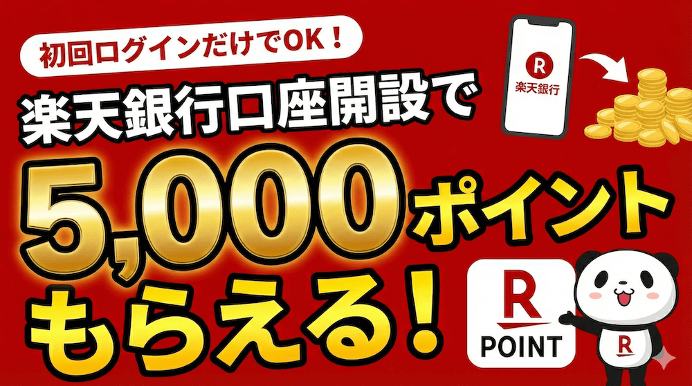 楽天銀行口座開設で5,000円獲得