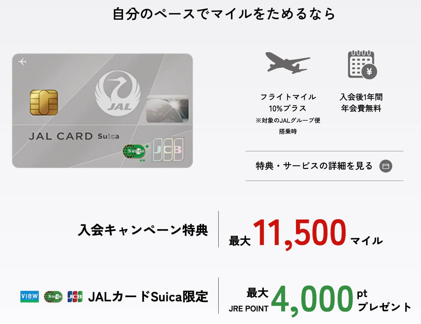 JALカードSuica普通入会特典合計