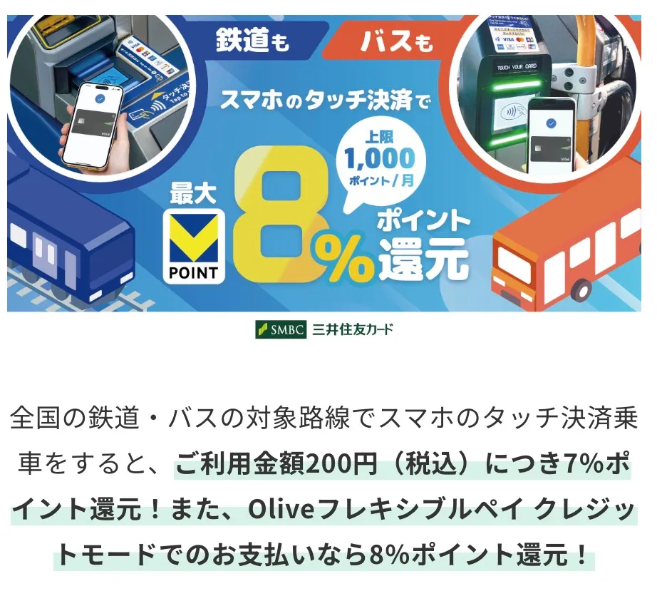 Oliveフレキシブルペイ電車やバスで8%還元