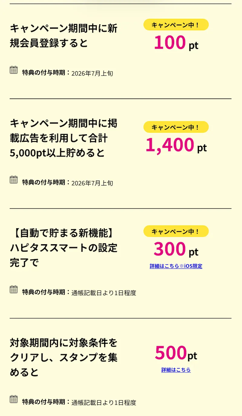 ハピタス照会特典